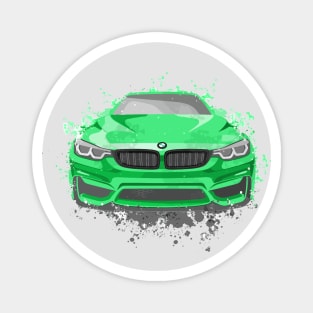 Green Sports Car Illustration in Watercolor style Magnet